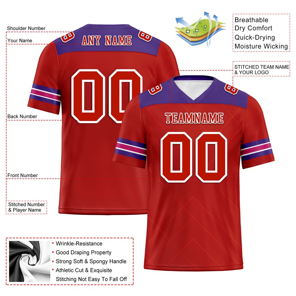 Custom Red Sleeve Stripes Red Personalized Authentic Football Jersey FBJ02-bc0f0e9