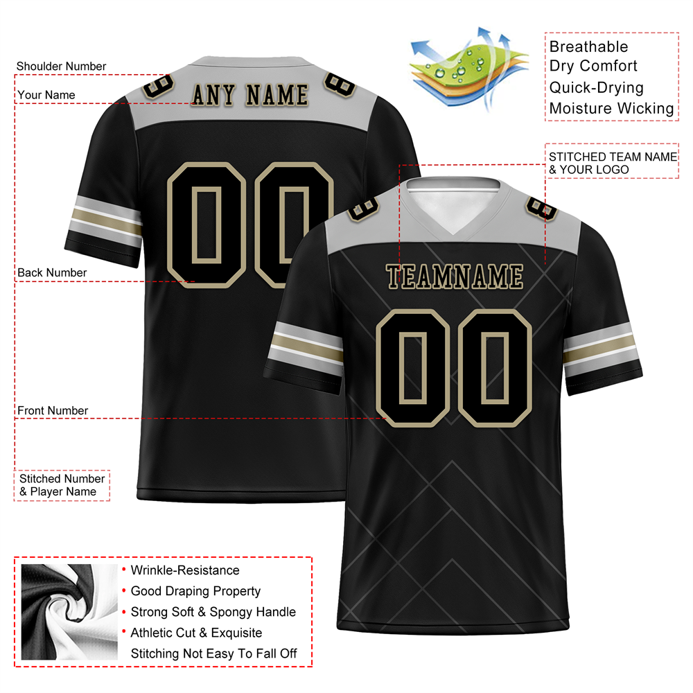 Custom Black Sleeve Stripes Black Personalized Authentic Football Jersey FBJ02-bc0f0f0