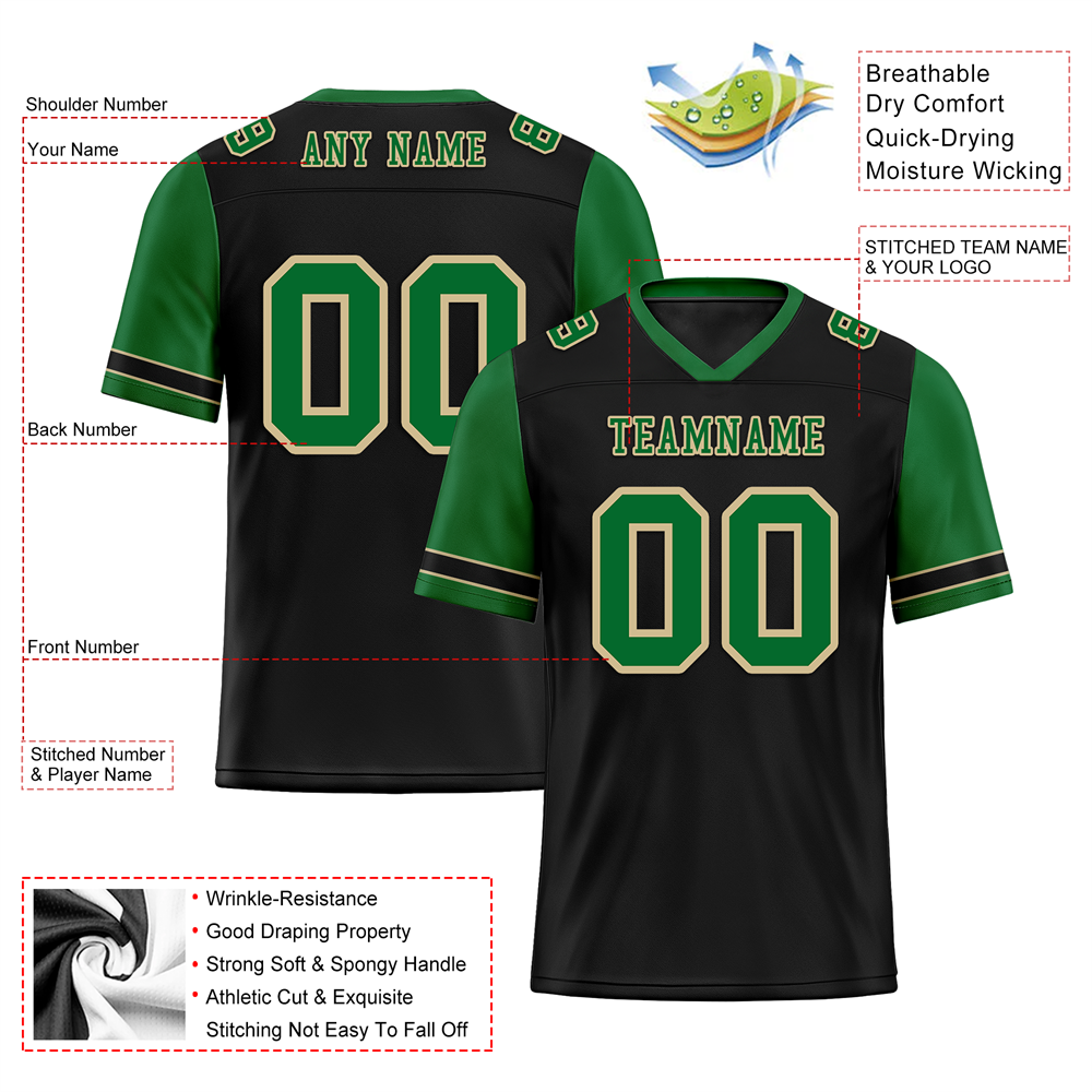 Custom Black Green Two Tone Green Personalized Authentic Football Jersey FBJ02-bc0f097