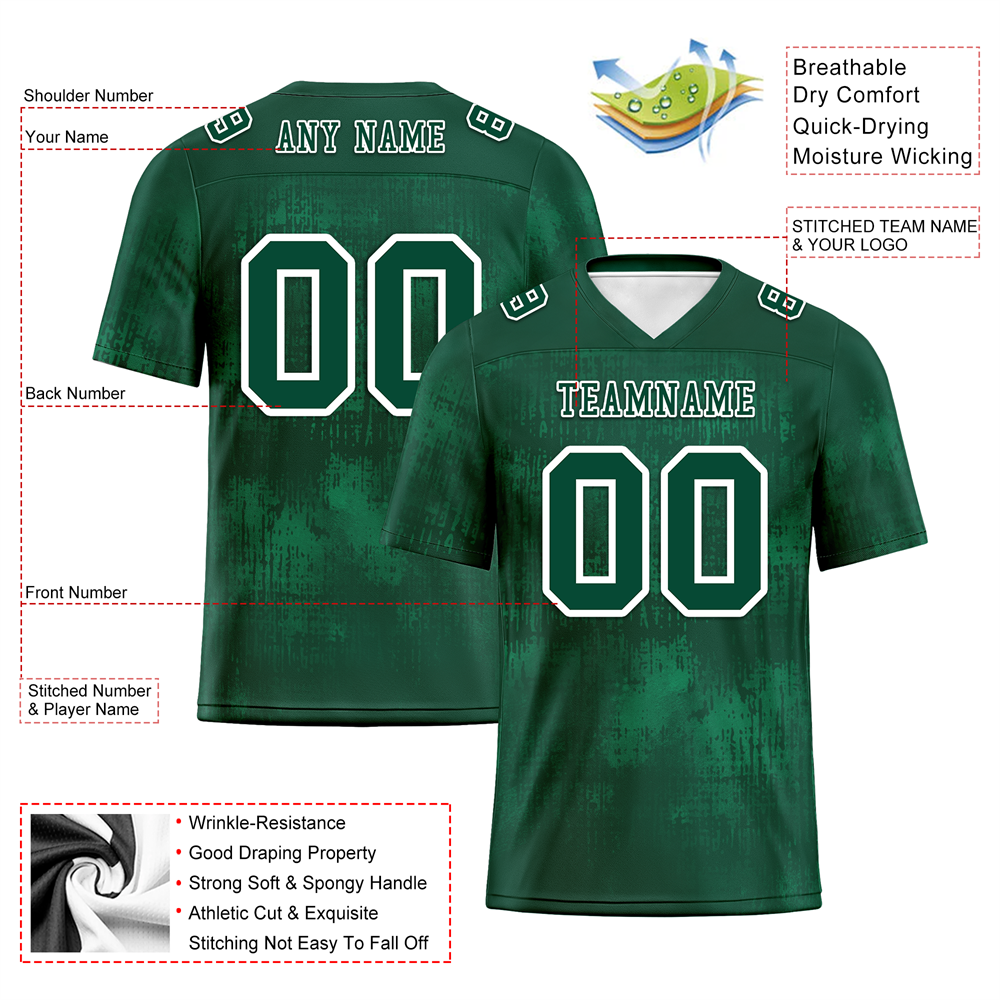 Custom Green Graffiti Pattern Green Personalized Authentic Football Jersey FBJ02-bc0fabb