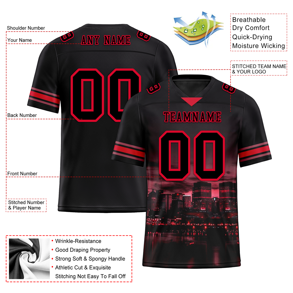 Corporate Gifts,Custom Black Graffiti Pattern Black Personalized Authentic Football Jersey FBJ02-bc0fad0