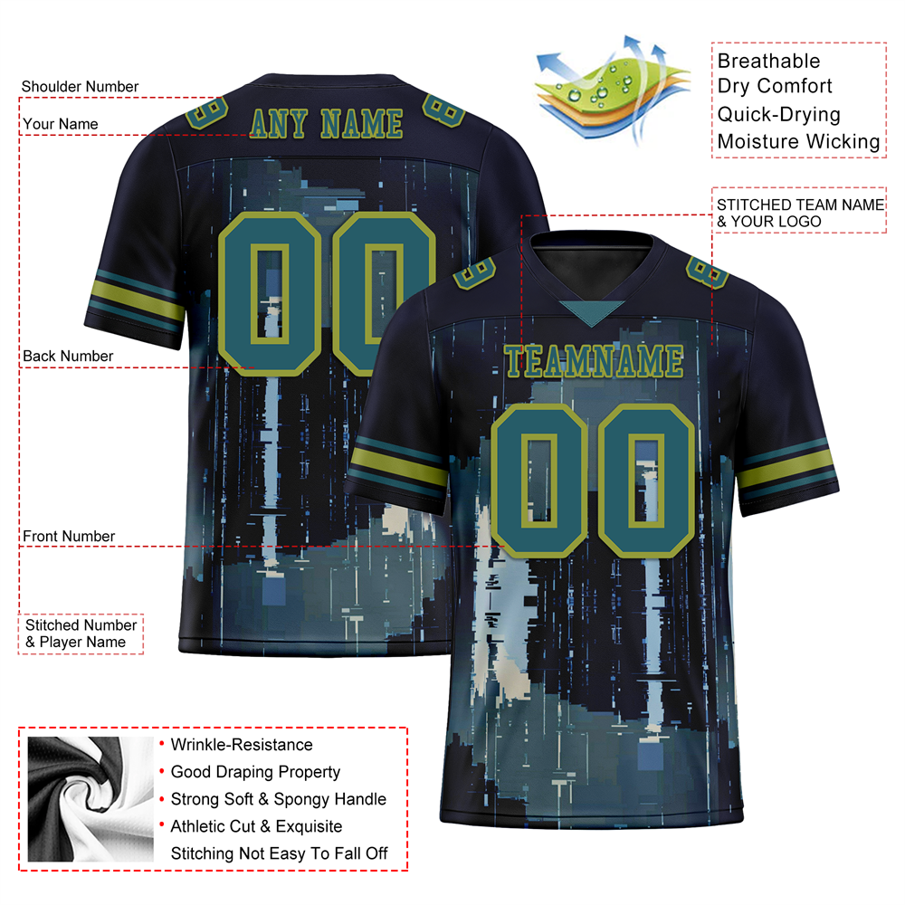 Corporate Gifts,Custom Black Graffiti Pattern Aqua Personalized Authentic Football Jersey FBJ02-bc0fadc