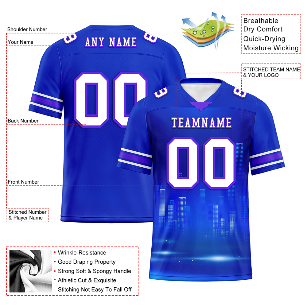 Corporate Gifts,Custom Blue Graffiti Pattern White Personalized Authentic Football Jersey FBJ02-bc0fade