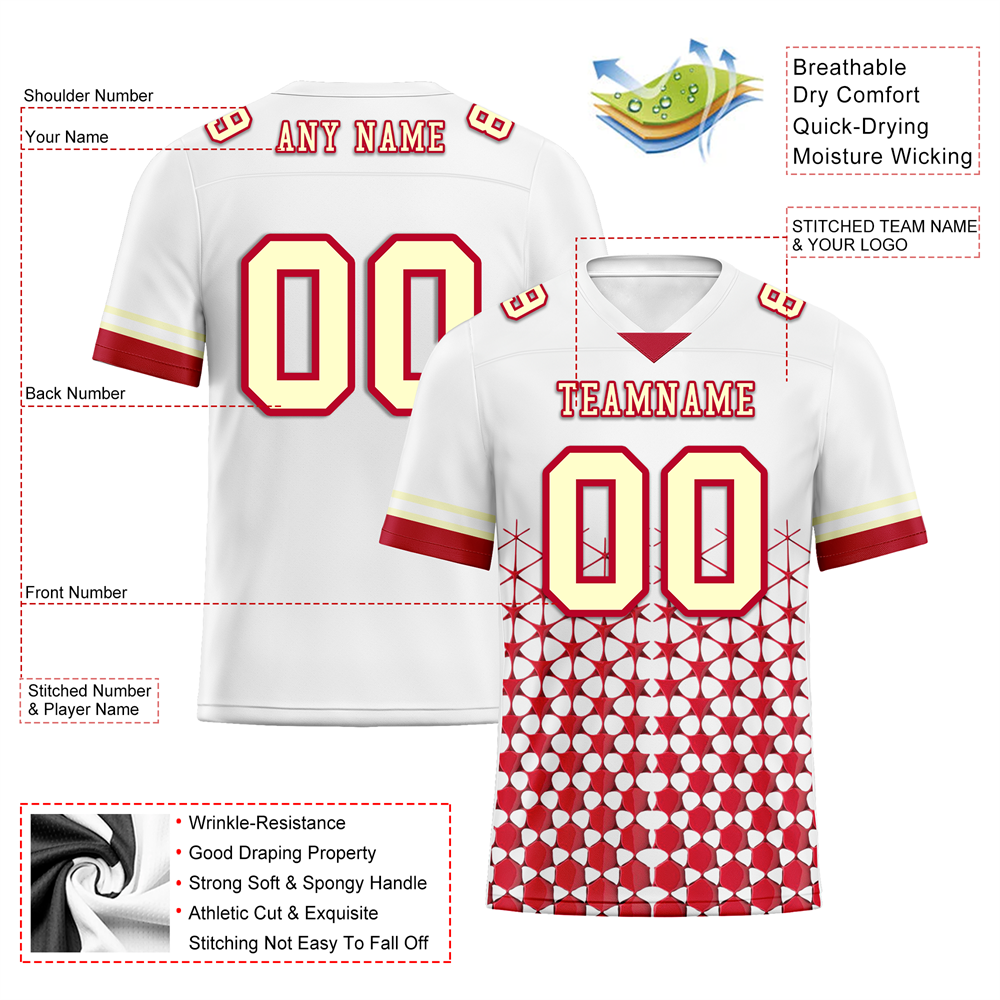 Custom White Red 3D Pattern Yellow Personalized Authentic Football Jersey FBJ02-bc0faea