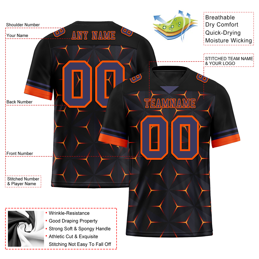 Custom Black Orange 3D Pattern Purple Personalized Authentic Football Jersey FBJ02-bc0faed