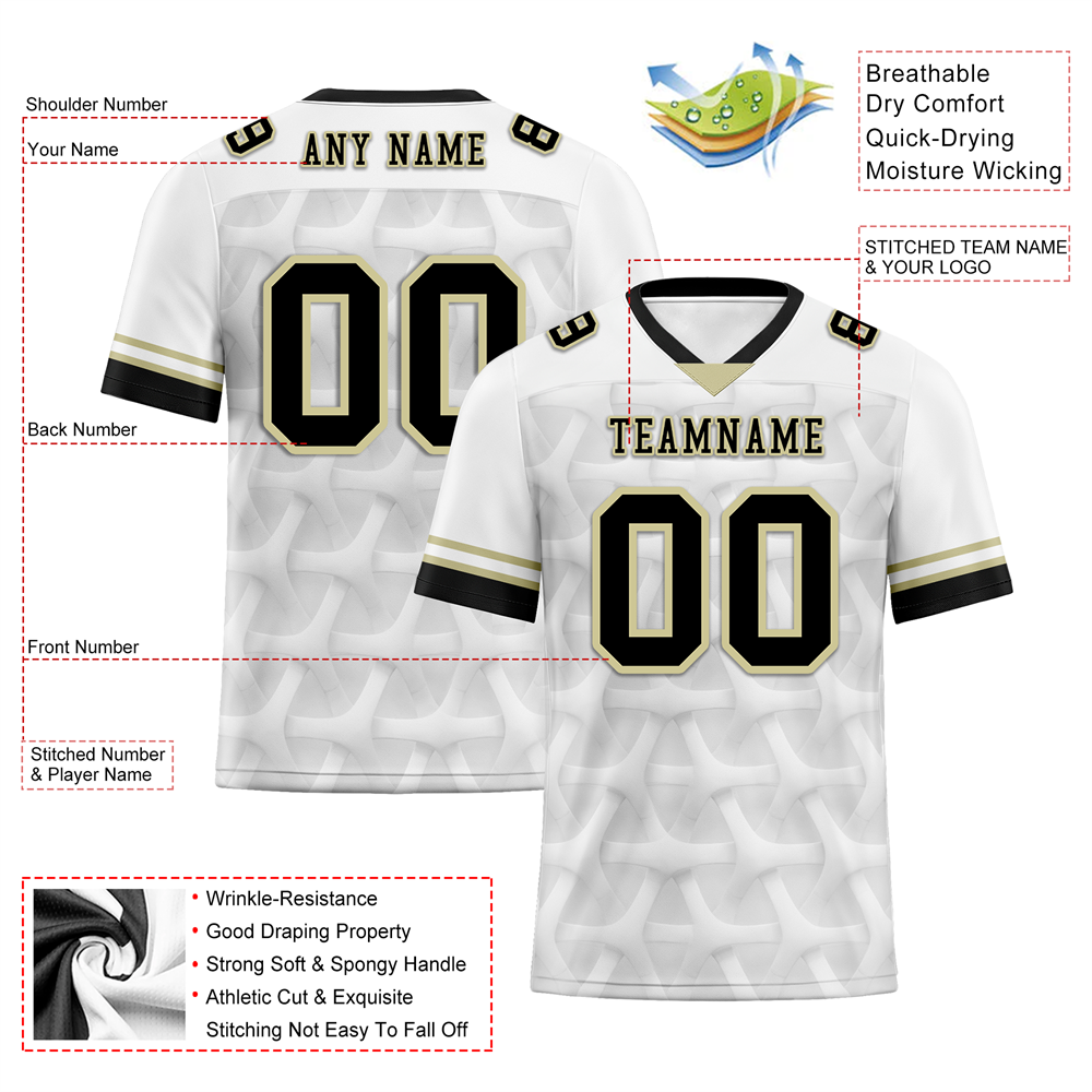 Custom White 3D Pattern Black Personalized Authentic Football Jersey FBJ02-bc0faee
