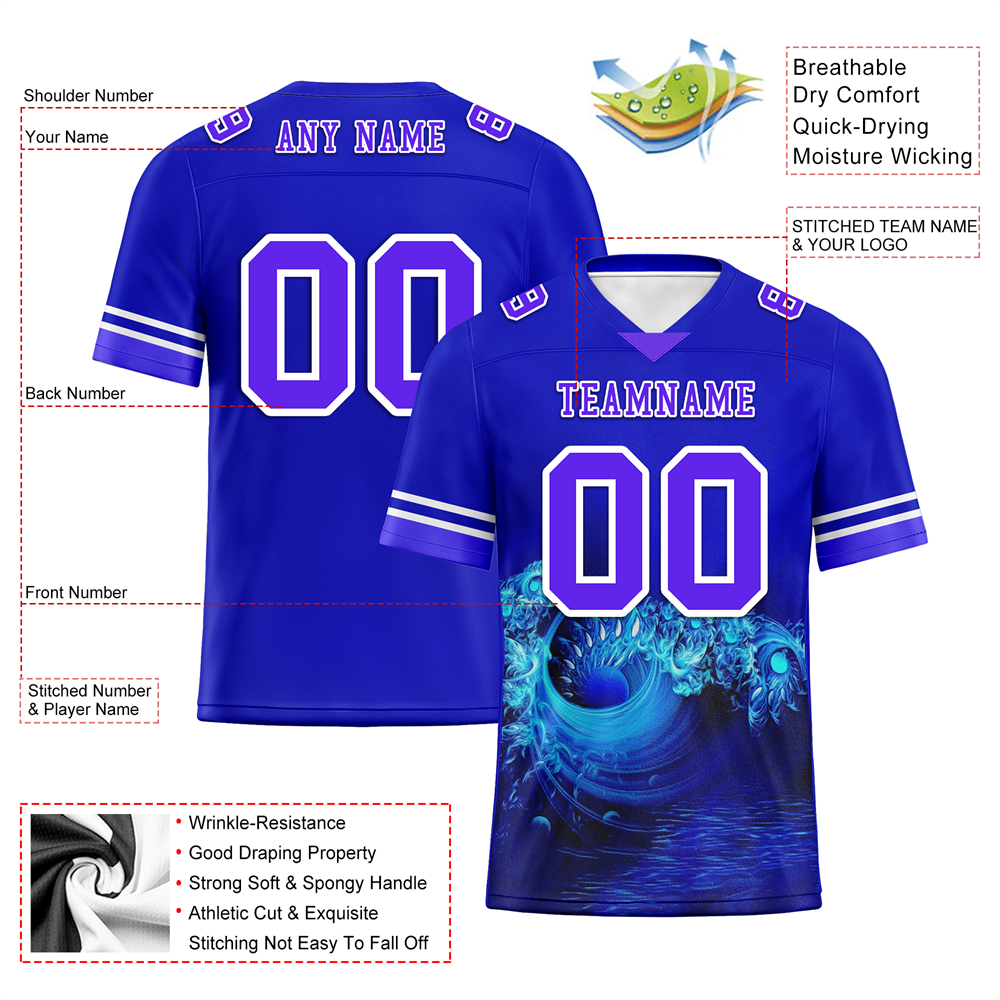 Custom Blue 3D Pattern Purple Personalized Authentic Football Jersey FBJ02-bc0fae7