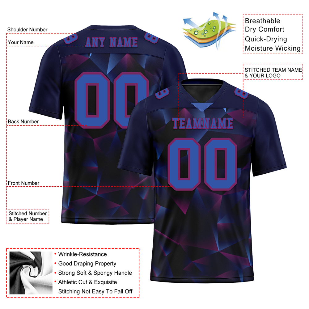 Custom Black 3D Pattern Purple Personalized Authentic Football Jersey FBJ02-bc0fafa