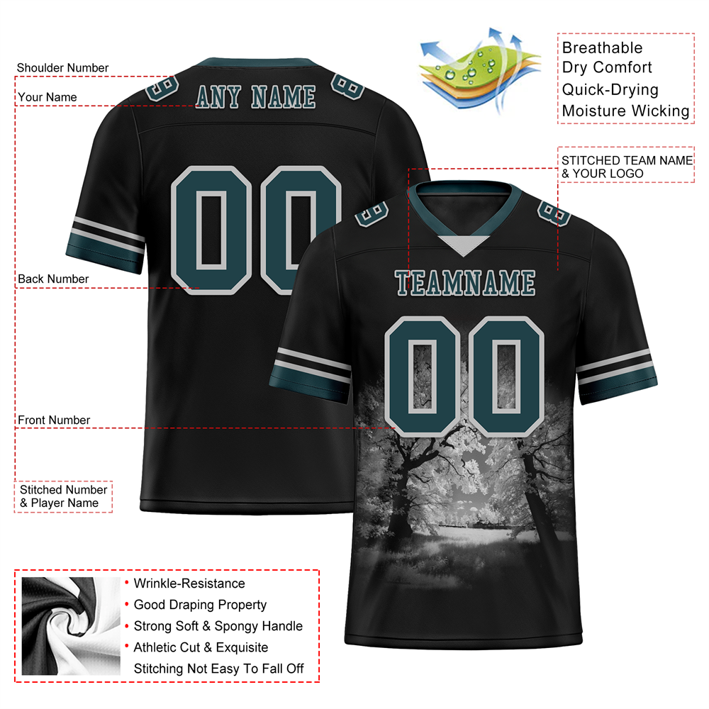 Custom Black 3D Pattern Aqua Personalized Authentic Football Jersey FBJ02-bc0fafd