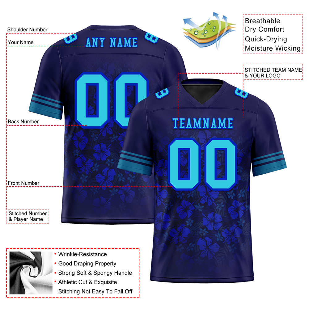 Corporate Gifts,Custom Blue Tie Dye Aqua Personalized Authentic Football Jersey FBJ02-bc0fa87