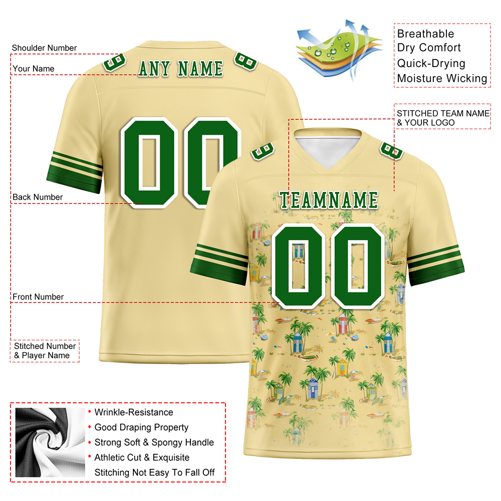 Custom Yellow Hawaii Green Personalized Authentic Football Jersey FBJ02-bc0fa9b