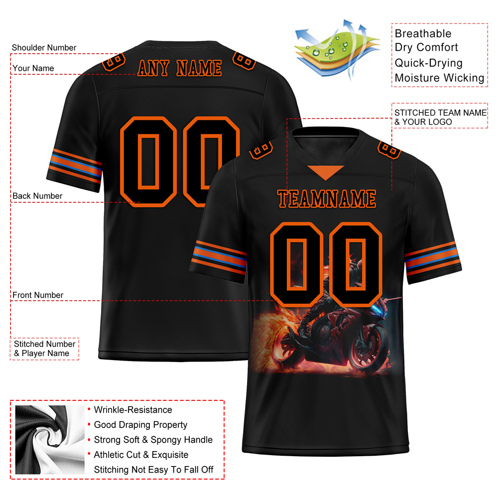 Custom Black Orange Drift Fashion Black Personalized Authentic Football Jersey FBJ02-bc0fb0e