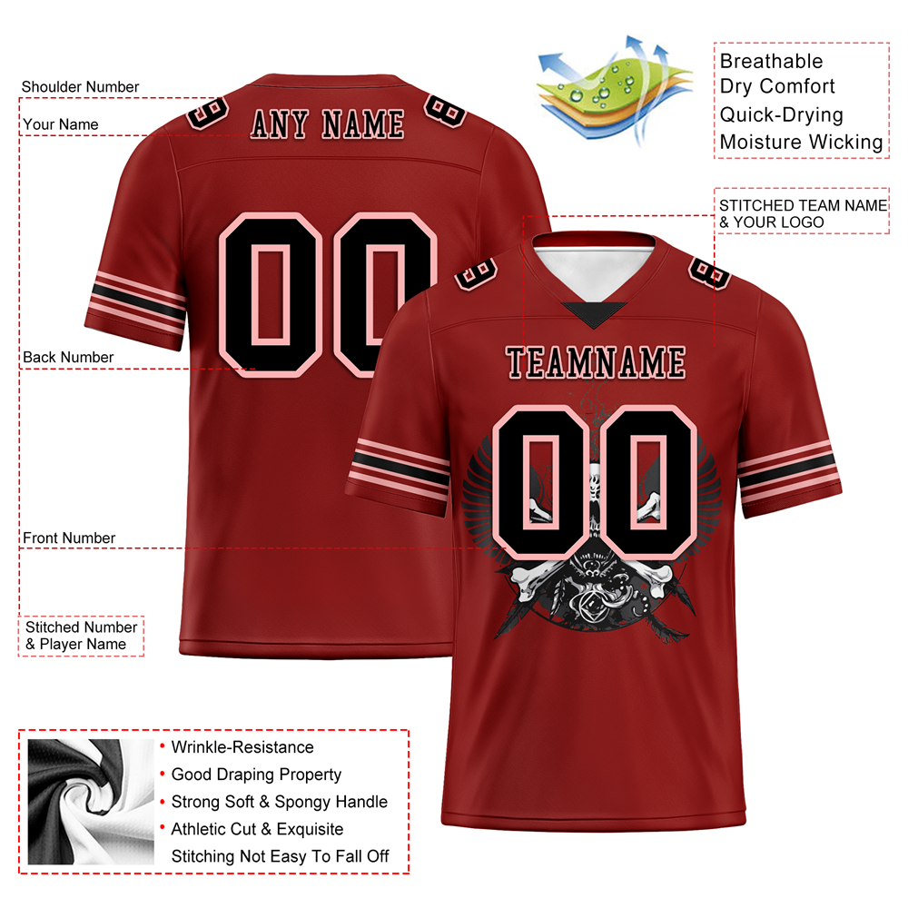 Custom Brown Skull Fashion Black Personalized Authentic Football Jersey FBJ02-bc0fbae