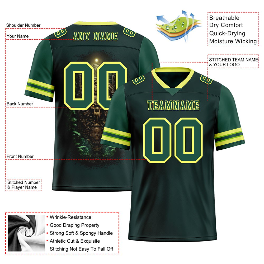 Custom Green Skull Fashion Green Personalized Authentic Football Jersey FBJ02-bc0fbb9