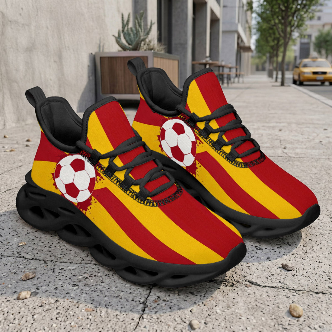 Custom Spain 2026 World Cup Sneakers DIY Country Flag Running Shoes Lightweight Sport Shoes Gift for Football Fans Personalized Team Name and Logo FN003-F009148-3