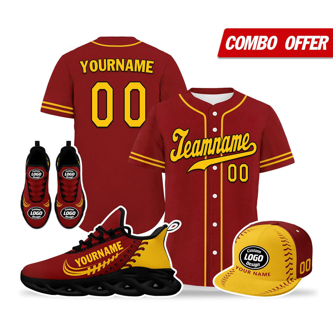 Unique Gift,Custom Red Jersey MaxSoul Shoes and Hat Combo Offer Personalized ZH-bd0b00e0-aa