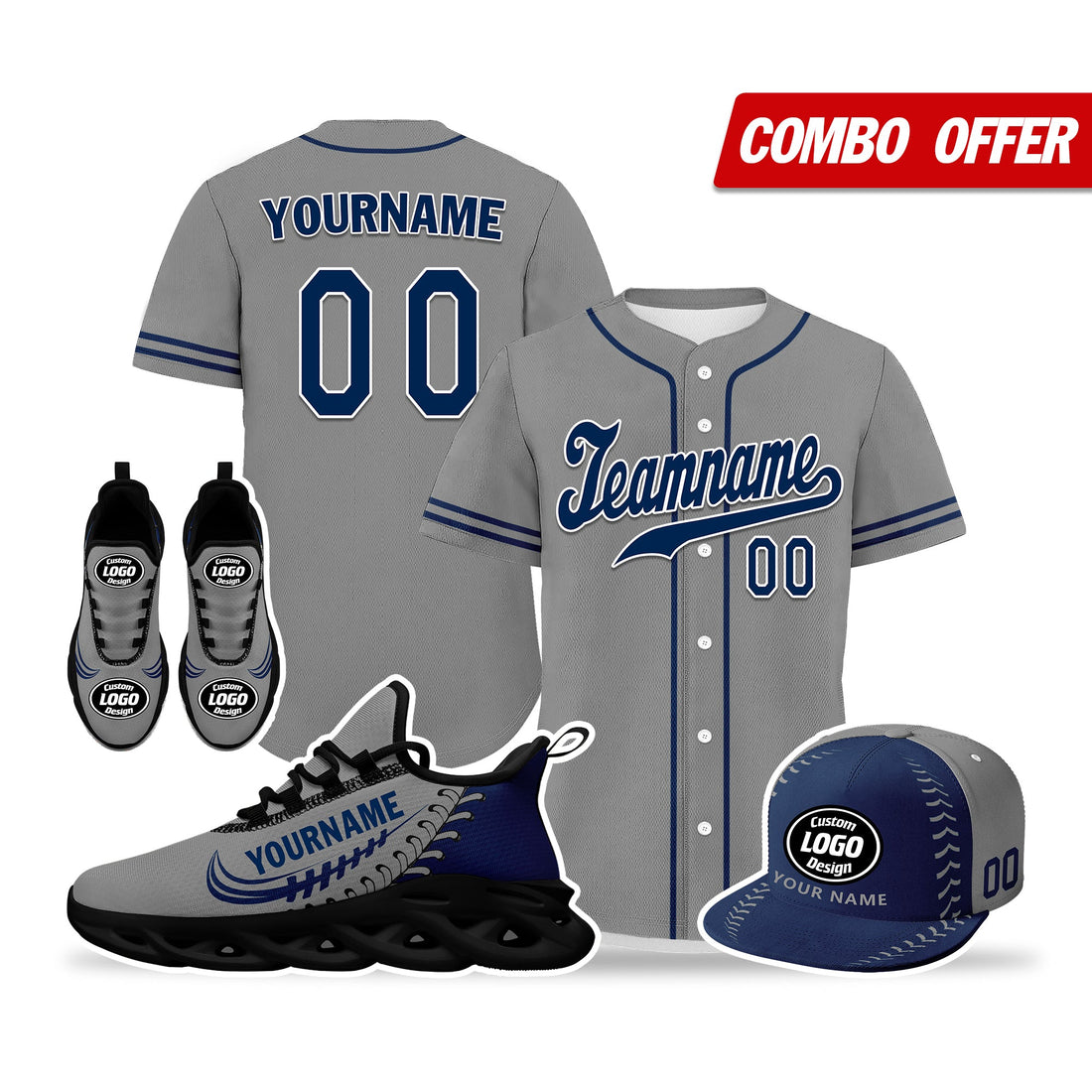 Custom Grey Jersey MaxSoul Shoes and Hat Combo Offer Personalized ZH-bd0b00e0-ac
