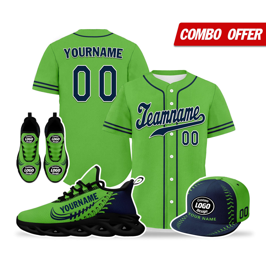 Custom Green Jersey MaxSoul Shoes and Hat Combo Offer Personalized ZH-bd0b00e0-ae