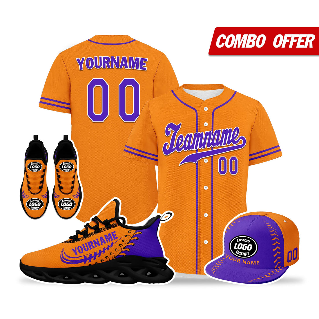 Custom Orange Jersey MaxSoul Shoes and Hat Combo Offer Personalized ZH-bd0b00e0-cb