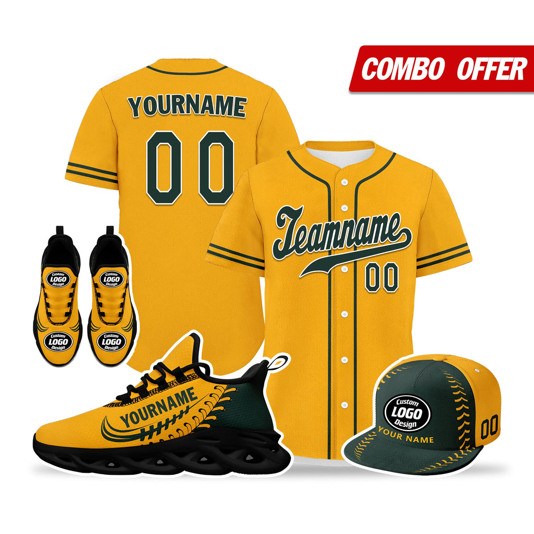 Custom Yellow Jersey MaxSoul Shoes and Hat Combo Offer Personalized ZH-bd0b00e0-c