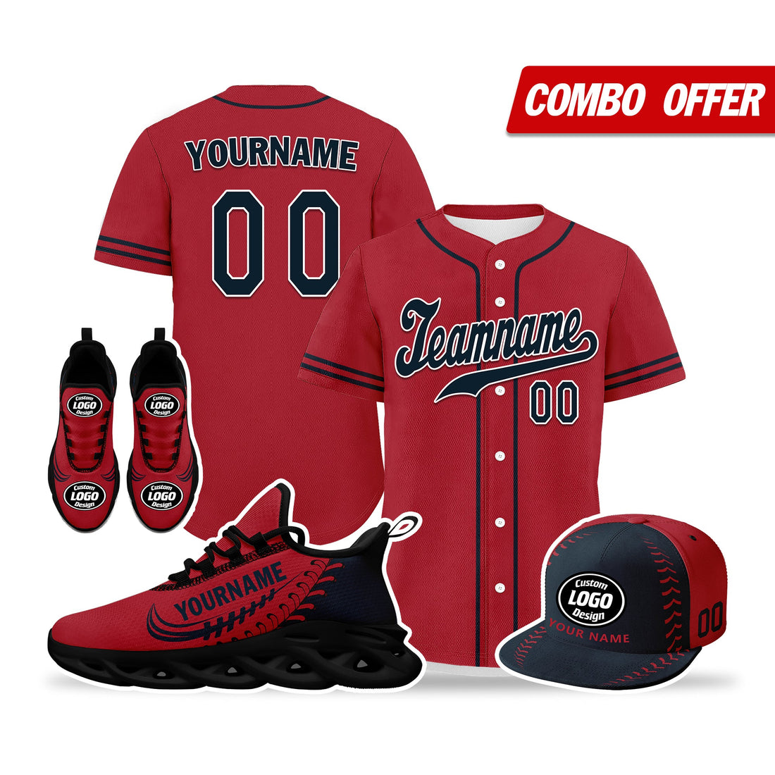 Custom Red Jersey MaxSoul Shoes and Hat Combo Offer Personalized ZH-bd0b00e0-f