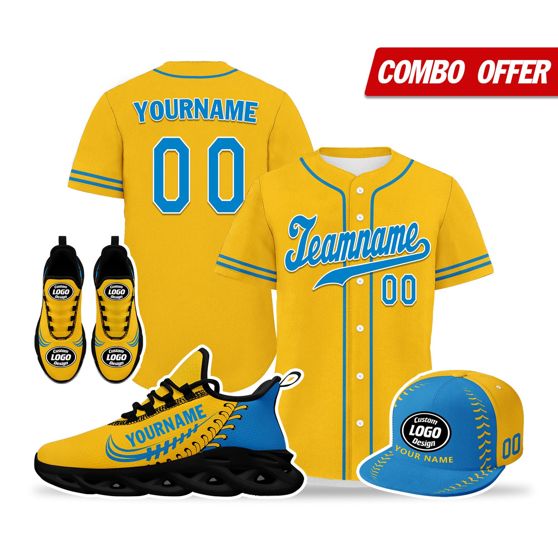 Unique Gift,Custom Yellow Jersey MaxSoul Shoes and Hat Combo Offer Personalized ZH-bd0b00e0-9