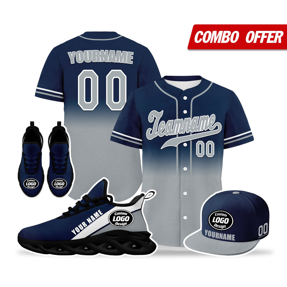 Custom Blue Grey Jersey MaxSoul Shoes and Hat Combo Offer Personalized ZH-bd0b007e-ad