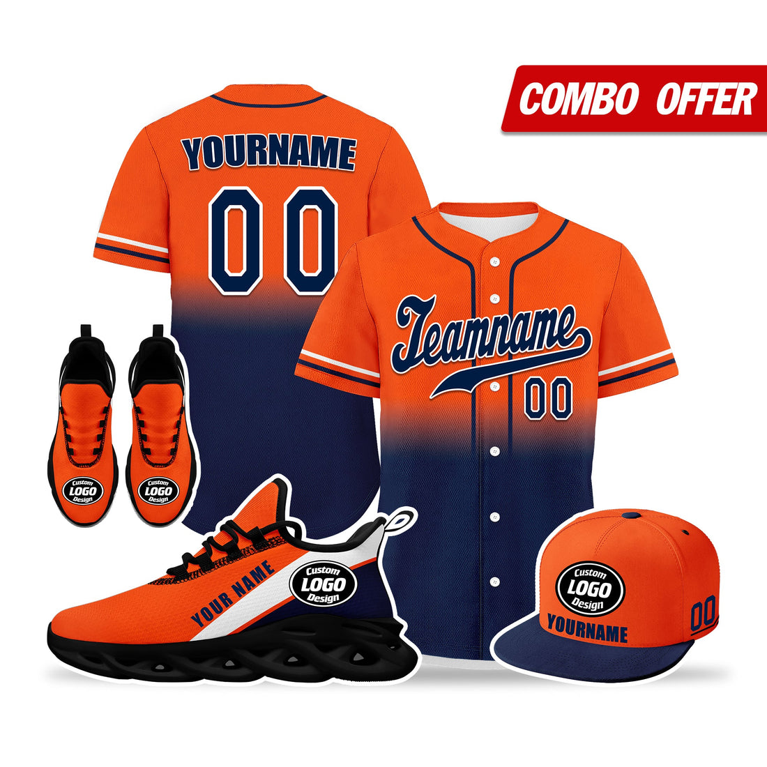 Custom Orange Blue Jersey MaxSoul Shoes and Hat Combo Offer Personalized ZH-bd0b007e-ae