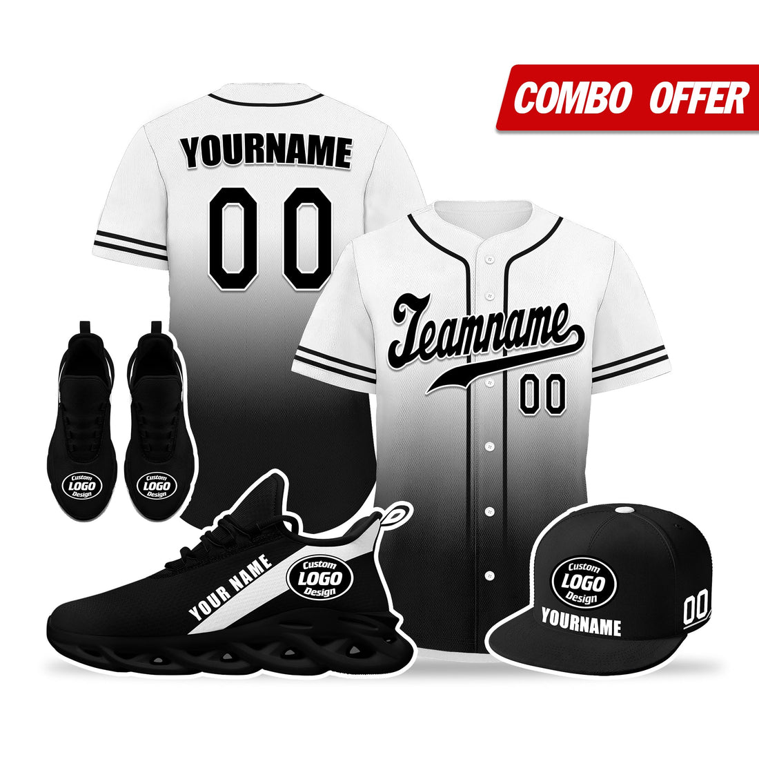 Custom White Black Jersey MaxSoul Shoes and Hat Combo Offer Personalized ZH-bd0b007e-d