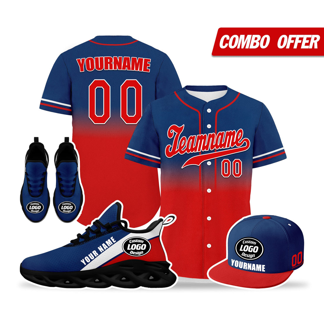 Custom Blue Red Jersey MaxSoul Shoes and Hat Combo Offer Personalized ZH-bd0b007e-f