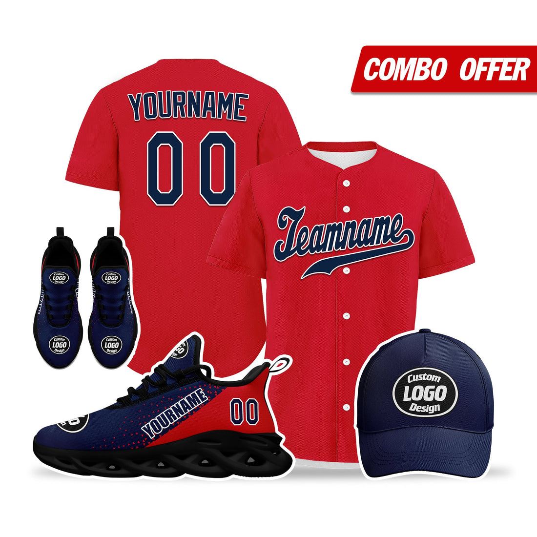 Custom Red Blue Jersey MaxSoul Shoes and Hat Combo Offer Personalized ZH-D0b008e-a