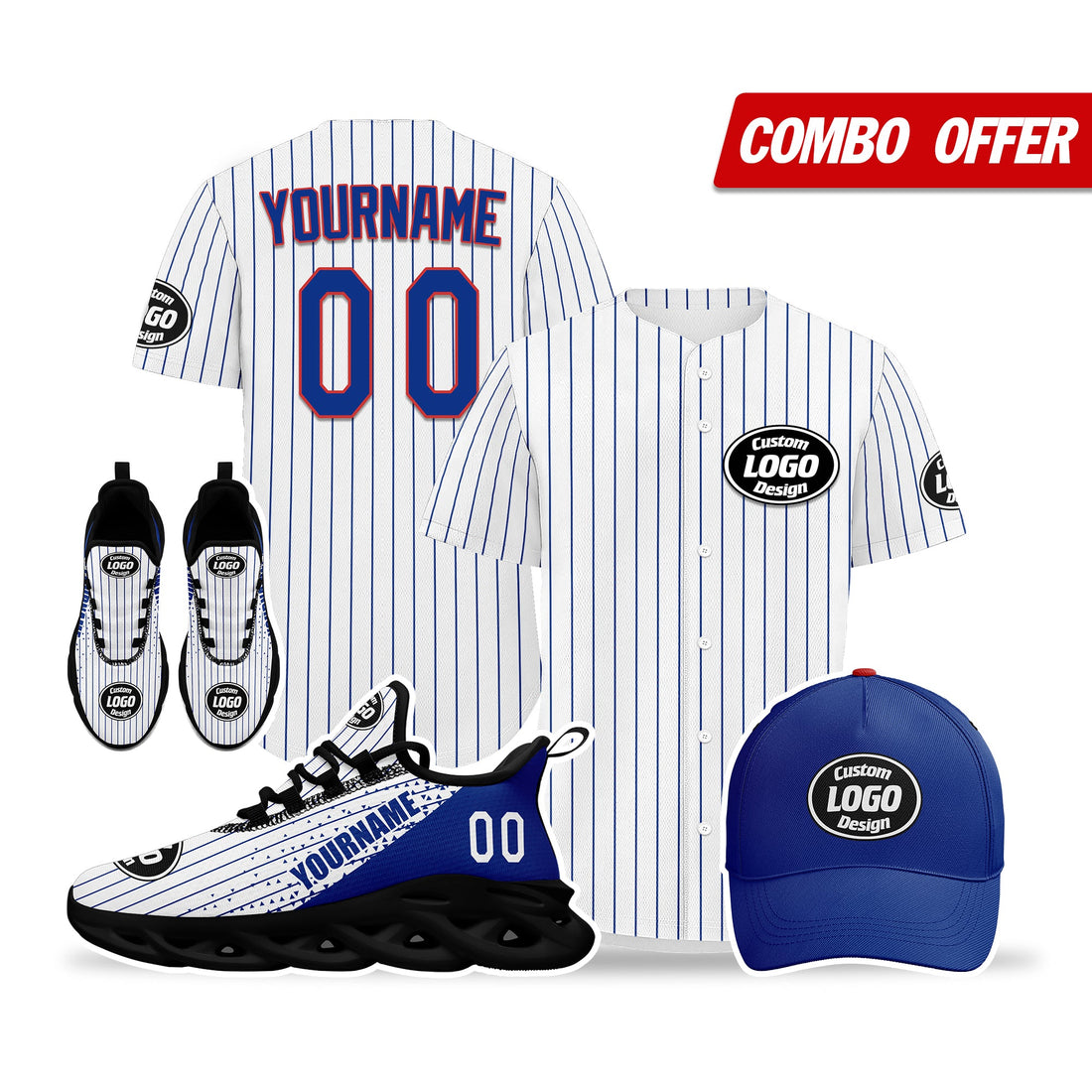 Custom White Blue Jersey MaxSoul Shoes and Hat Combo Offer Personalized ZH-D0b008f-a