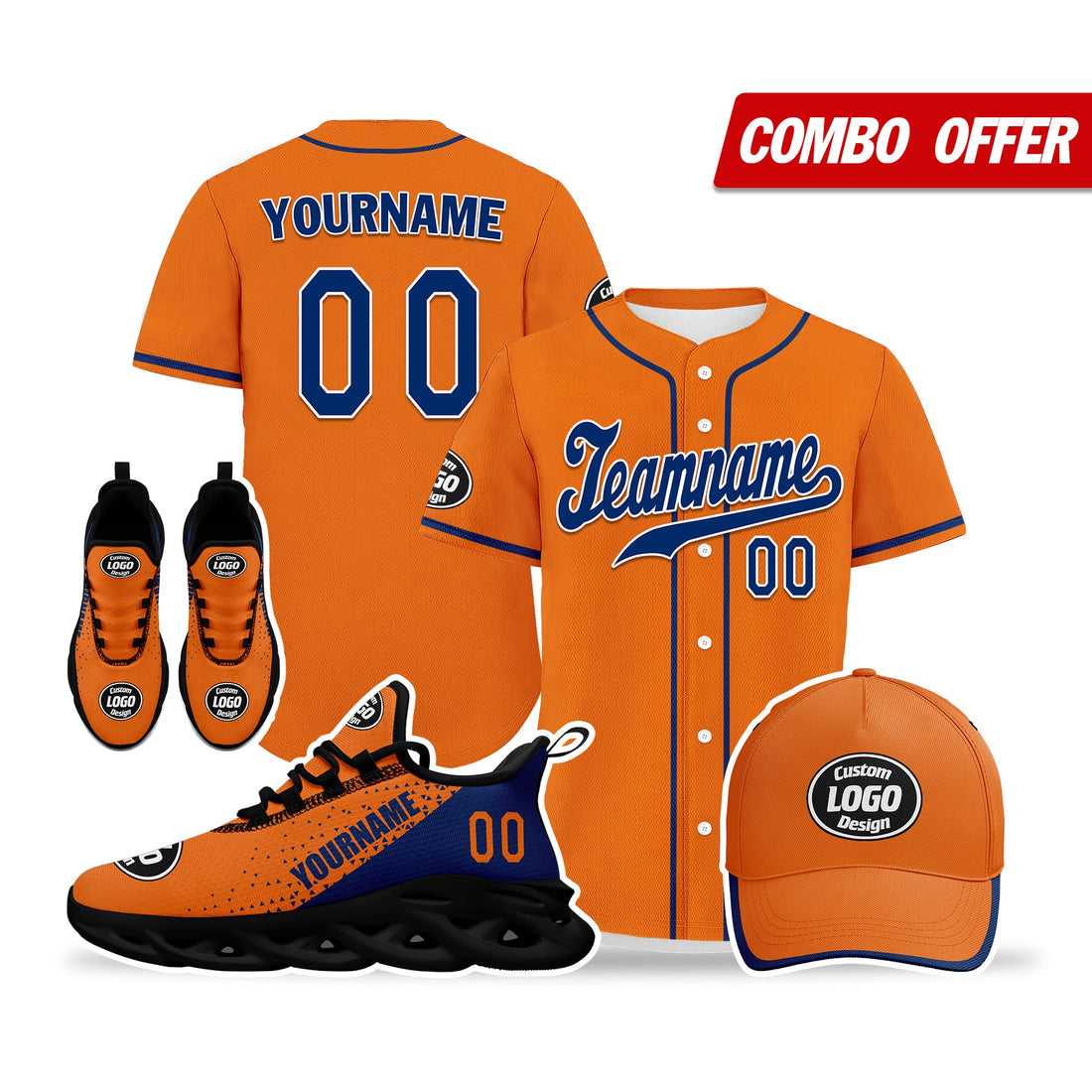 Custom Orange Blue Jersey MaxSoul Shoes and Hat Combo Offer Personalized ZH-D0b0090-b