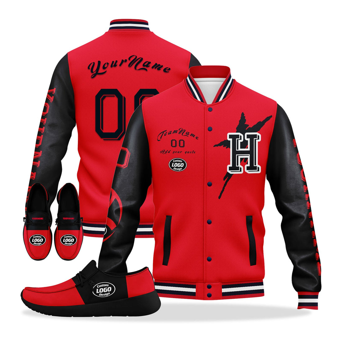 Gift Ideas,Custom Red Blue Houston Jacket and Sports Shoes Combo Offer Personalized Combo ZH-D020294-12