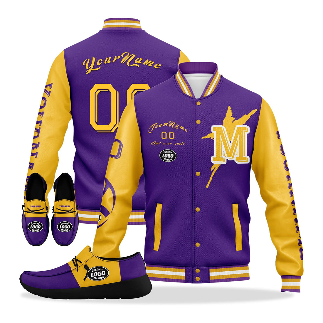 Custom Purple Yellow Minnesota Jacket and Sports Shoes Combo Offer Personalized Combo ZH-D020294-17