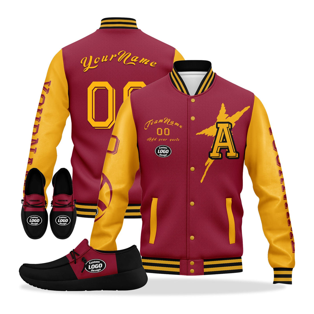 Gift Ideas,Custom Red Yellow Black Arizona Jacket and Sports Shoes Combo Offer Personalized Combo ZH-D020294-1