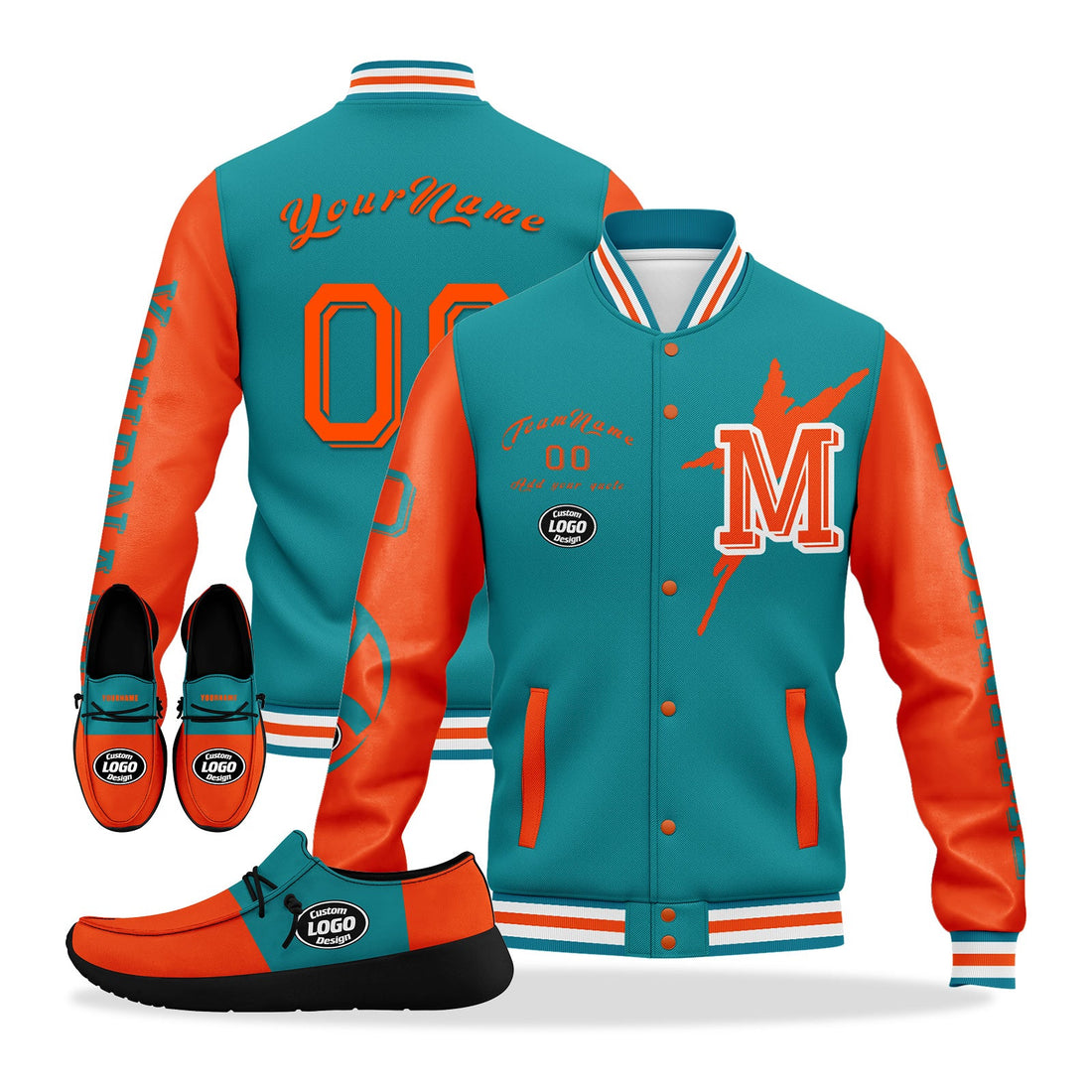 Gift Ideas,Custom Blue Orange Miami Jacket and Sports Shoes Combo Offer Personalized Combo ZH-D020294-24