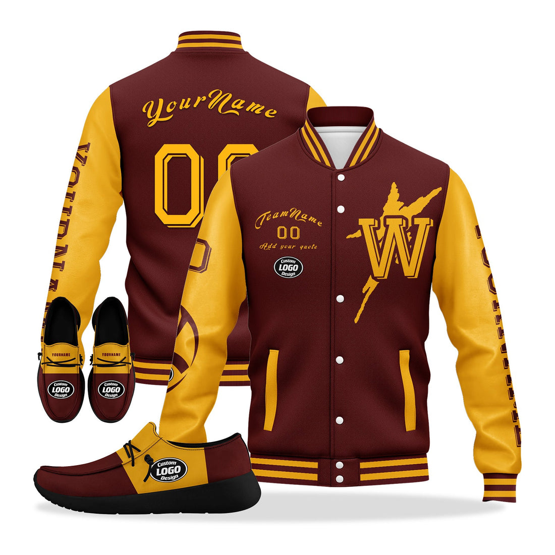 Custom Red Yellow Washington Jacket and Sports Shoes Combo Offer Personalized Combo ZH-D020294-31