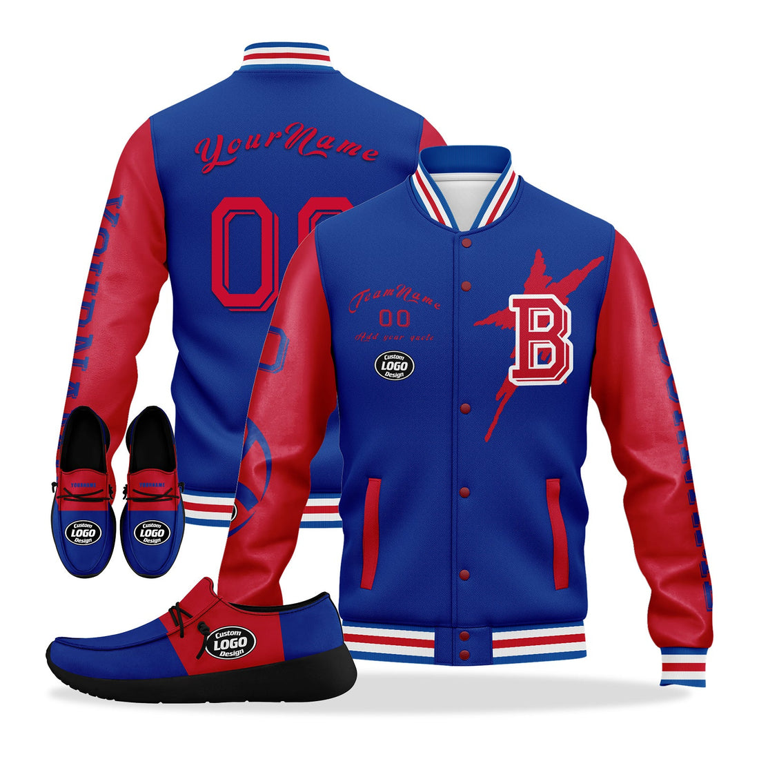 Custom Blue Red Buffalo Jacket and Sports Shoes Combo Offer Personalized Combo ZH-D020294-4