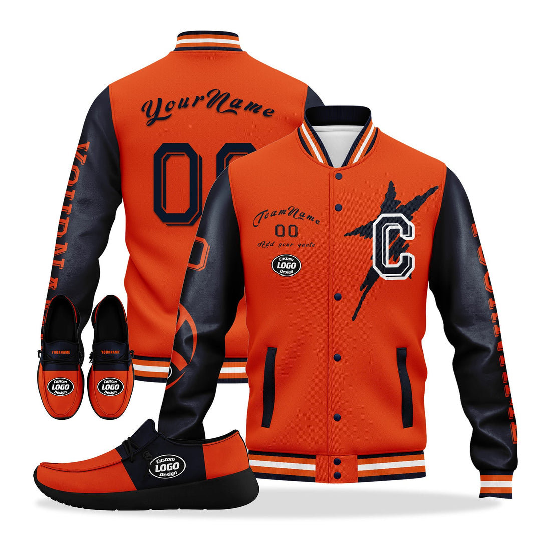 Gift Ideas,Custom Blue Orange Chicago Jacket and Sports Shoes Combo Offer Personalized Combo ZH-D020294-7