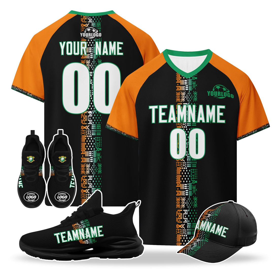 Custom Ivory Coast 2026 World Cup High Quality Soccer Stadium Version Jersey Sneakers Sports Shoes and Hat Combo Offer Personalized Team Name and Logo ZH-F007055-008