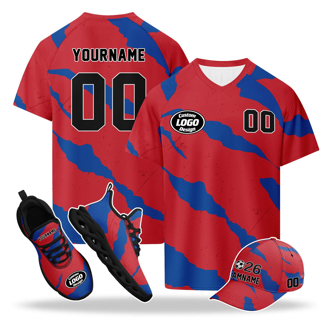 Custom 2026 World Cup South Korea High Quality Soccer Stadium Version Jersey Sneakers Sports Shoes and Hat Combo Offer Personalized Team Name and Logo ZH-F009132-1
