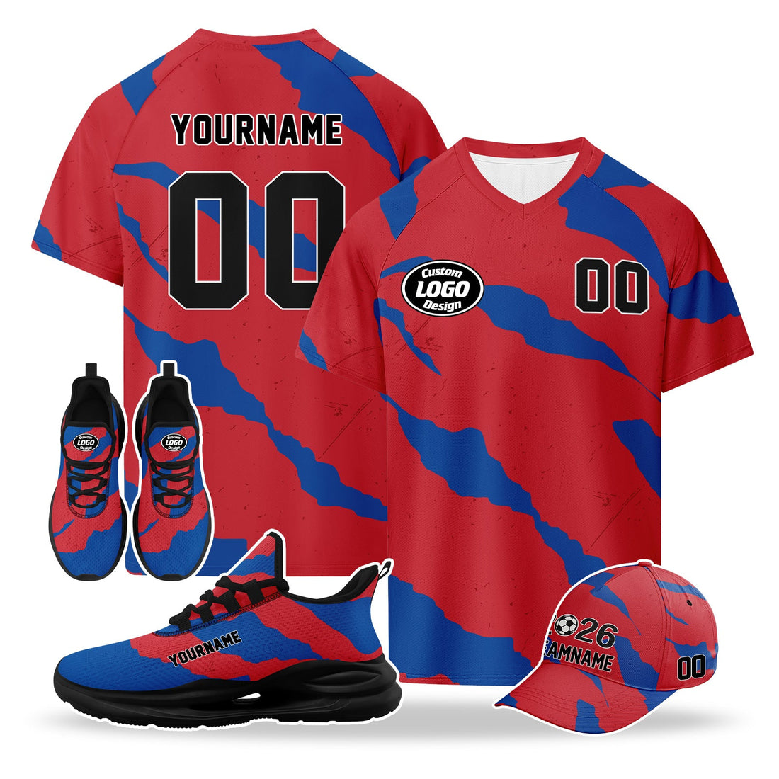 Custom 2026 World Cup South Korea High Quality Soccer Stadium Version Jersey Sneakers Sports Shoes and Hat Combo Offer Personalized Team Name and Logo ZH-F009133-1