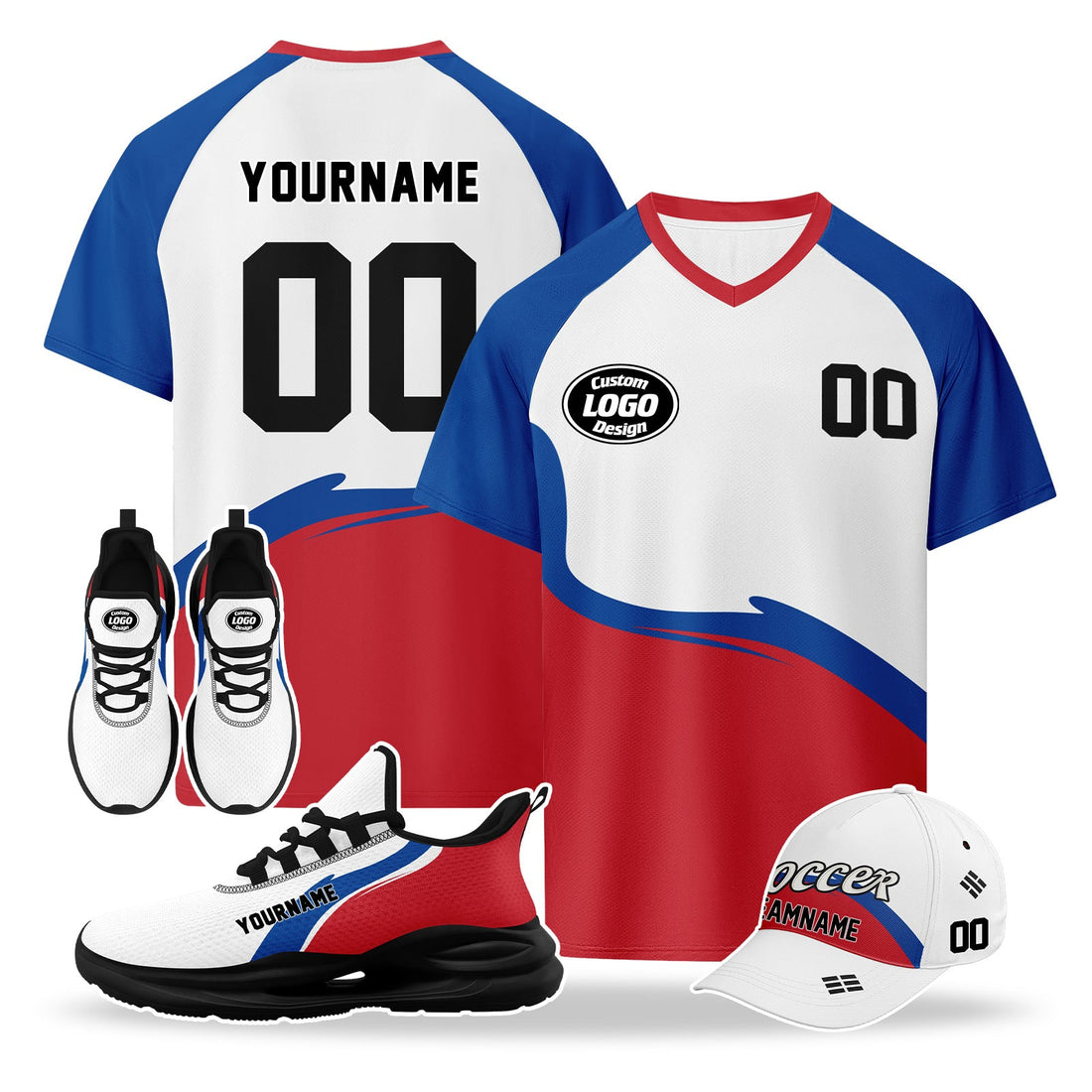 Custom 2026 World Cup South Korea High Quality Soccer Stadium Version Jersey Sneakers Sports Shoes and Hat Combo Offer Personalized Team Name and Logo ZH-F009133-2