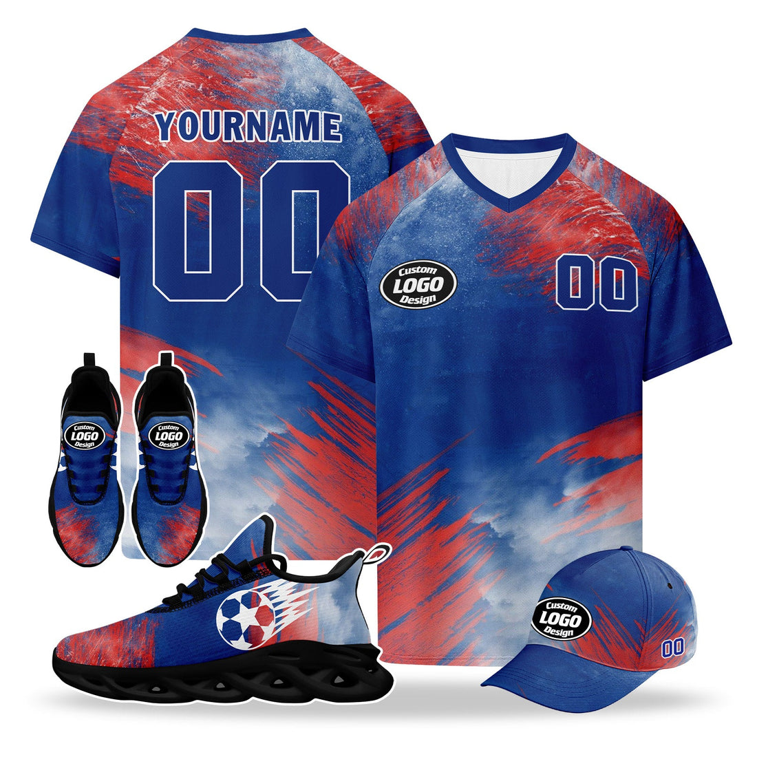 Custom 2026 World Cup France High Quality Soccer Stadium Version Jersey Sneakers Sports Shoes and Hat Combo Offer Personalized Team Name and Logo ZH-F025084-1