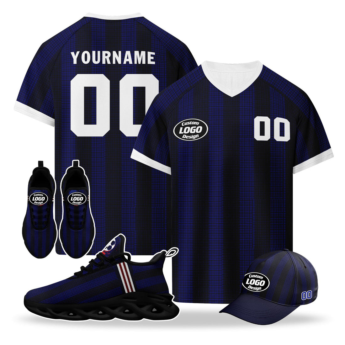 Custom 2026 World Cup France High Quality Soccer Stadium Version Jersey Sneakers Sports Shoes and Hat Combo Offer Personalized Team Name and Logo ZH-F025084-3