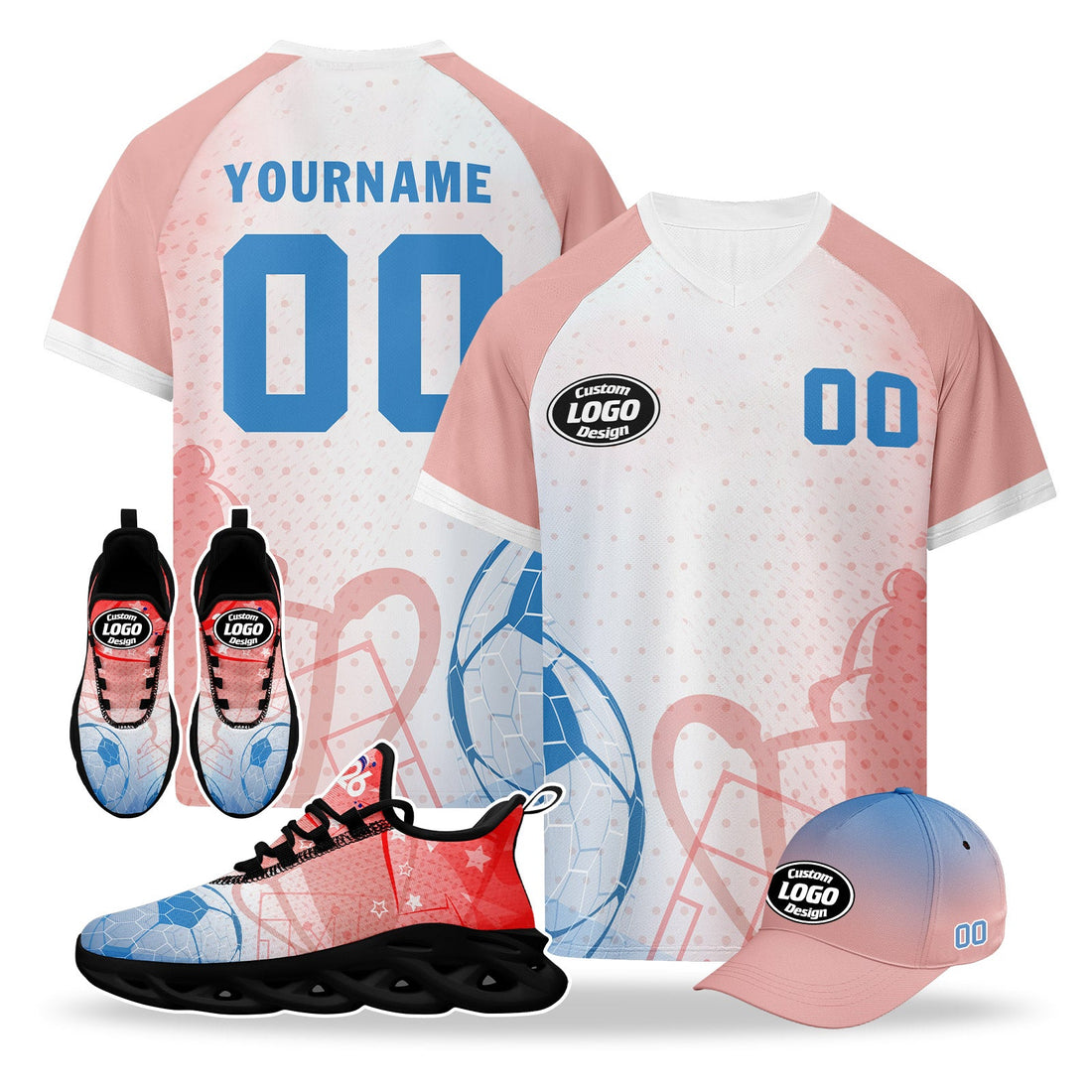 Custom 2026 World Cup France High Quality Soccer Stadium Version Jersey Sneakers Sports Shoes and Hat Combo Offer Personalized Team Name and Logo ZH-F025084-4