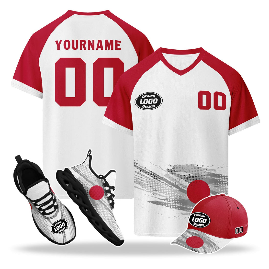Custom Japan 2026 World Cup High Quality Soccer Stadium Version Jersey Sneakers Sports Shoes and Hat Combo Offer Personalized Team Name and Logo ZH-F025092-3