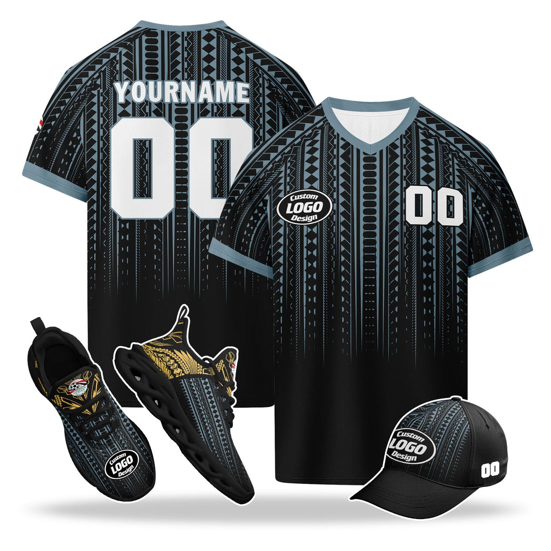 Custom Egypt 2026 World Cup High Quality Soccer Stadium Version Jersey Sneakers Sports Shoes and Hat Combo Offer Personalized Team Name and Logo ZH-F025147-3