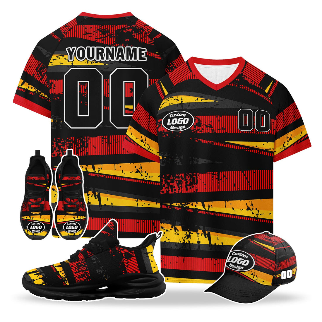 Custom Belgium 2026 World Cup High Quality Soccer Stadium Version Jersey Sneakers Sports Shoes and Hat Combo Offer Personalized Team Name and Logo ZH-F025134-1